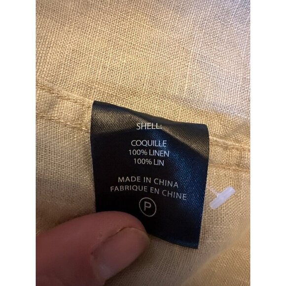 Cavi Mens Beige Short Sleeve Linen Button-Up Shirt Large - Picture 6 of 7